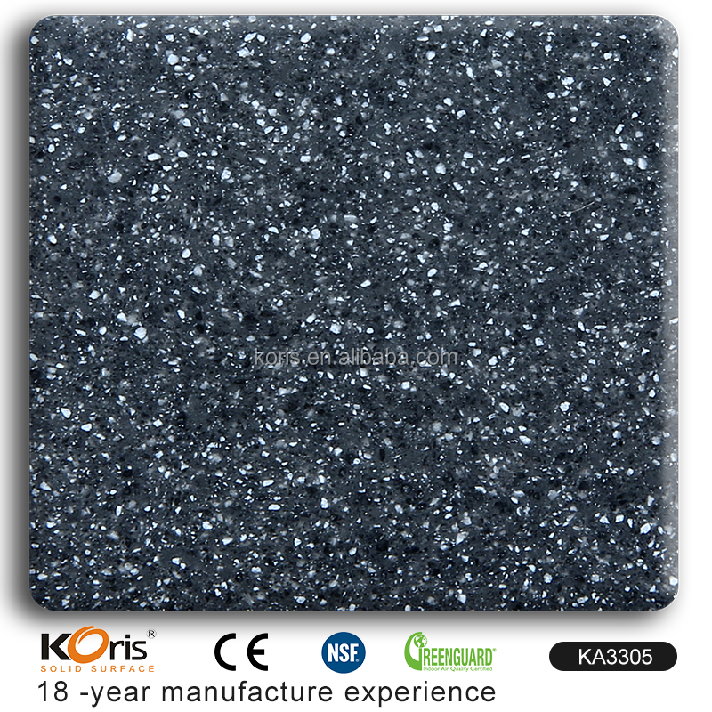Personnaliser la pierre acrylique de comptoir de surface solide noire en pierre artificielle