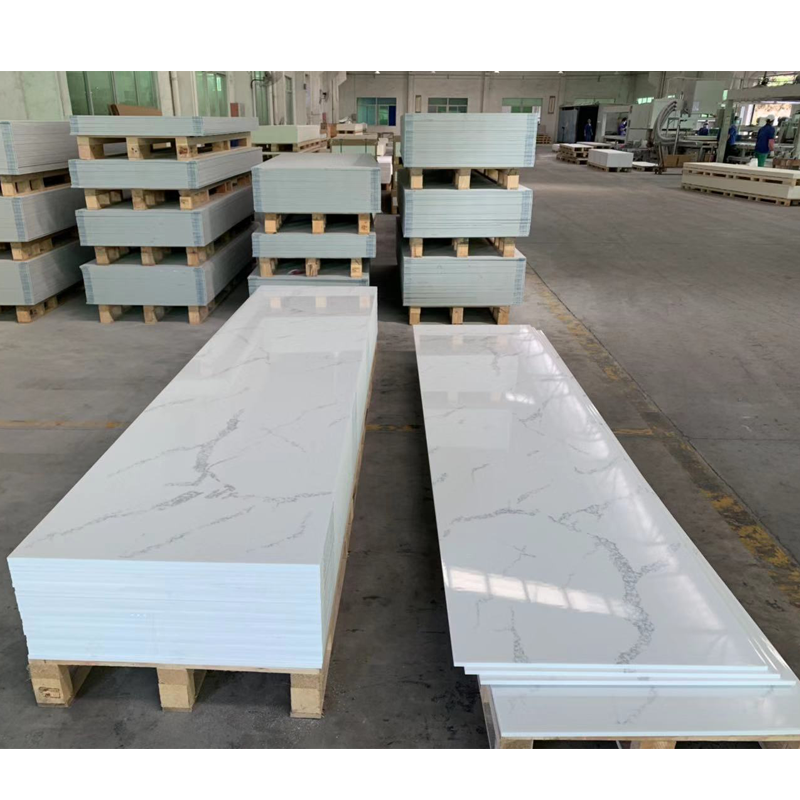 Marbre artificiel de dalles acryliques noires populaires de Calacatta pour le plan de travail de cuisine