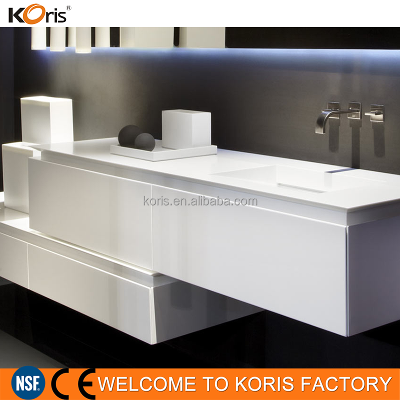 Taille populaire d'usine de surface solide de résine de Staron 3680*760*12mm marbre artificiel blanc