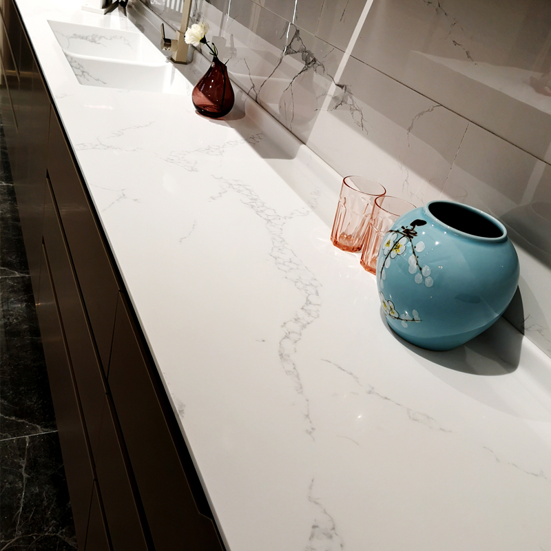 Personnalisez la feuille de granit gris de Surface solide acrylique de salle de bains de couleurs de Samsung 