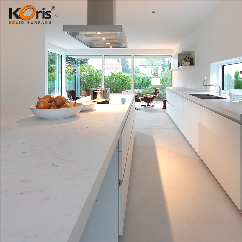 Surface solide blanche pure d'usine de surface solide de couleurs de Staron/ Corian/ Hanex pour le dessus de vanité
